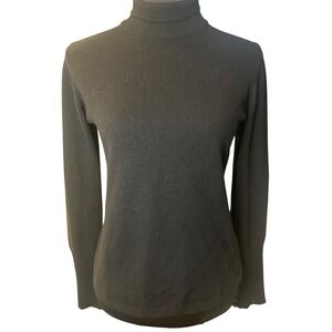 Burberry Cashmere Women's Black Turtleneck Pullover Sweater Size M  Button Cuffs
